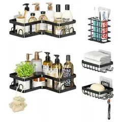 HOMMI - Organizador de Baño Esquinero de Pared 5 Piezas en Metal
