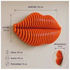 TIZZY DISEÑO - Cuadro Decorativo Naranja en Forma de Beso Arte 3D en MDF