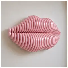 TIZZY DISEÑO - Cuadro Decorativo Rosa Pastel en Forma de Beso Arte 3D en MDF