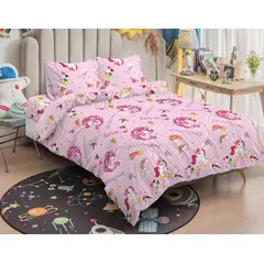 SIRENITAS - Juego de sabanas cama Sencilla Semi Doble Queen King Unicornio Rosa