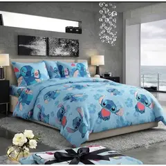 SIRENITAS - Juego de sabanas Cama Sencilla Semi Doble Queen King Stitch Celeste