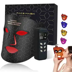 GENERICO - Máscara Facial LED Terapia Luz Roja Rejuvenecimiento Antiedad Recargable 4 Modos Silicona