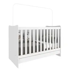 AKIVOY - Cuna + colchon 4 en 1 Mini cama color blanco