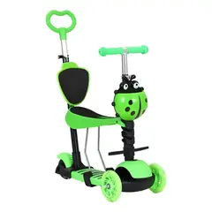 GENERICO - Patineta Scooter 3 En 1 Infantil Ajustable Plegable Verde Ladybug Verde Claro