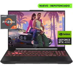 ASUS - PORTÁTIL GAMER TUF A16 - RYZEN™ 7 170 - RTX 4050 6GB - 16GB RAM - SSD 1TB - 16" WUXGA 144HZ