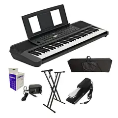 YAMAHA - Combo Teclado Piano PSR-E283 61 Teclas con Base, Estuche, Atril, Pedal, Adaptador, usb