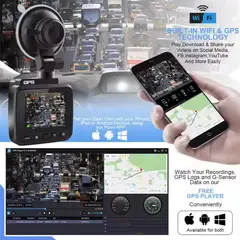 GENERICO - Cámara para Carro 2K con GPS, WiFi, Grabación 247, Visión Nocturna, Sensor G y Pantalla LCD 2