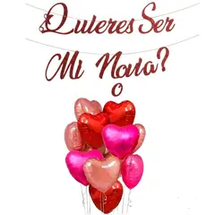 GENERICO - Kit Decoración Quieres Ser Mi Novia Con Globos Corazón