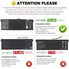 GENERICO - Batería Para Portátil Acer Modelo Ac14b8k Ac14b3k Nitro 5 A