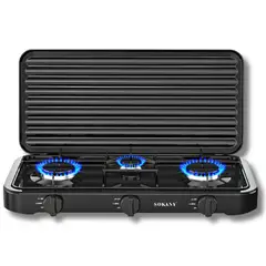 GENERICO - Estufa Gas Mesa 3 Puestos Sokany SK-6003 Portátil Hornilla Triple Cocina Compacta 57x5x28 cm