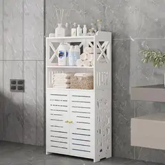 POLASUP - Gabinete Organizador para Baño con Puertas y Estantes Multifuncional Gran Capacidad