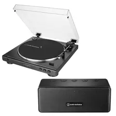 AUDIO TECHNICA - COMBO Tornamesa Audio-technica AT-LP60X-BK Con cápsula Negro + AT-SP65XBT PARLANTE