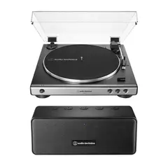 AUDIO TECHNICA - COMBO Tornamesa Audio-Technica AT-LP60X-GM Gris Automático CON PARLANTE