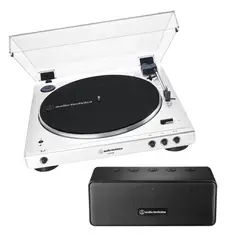 AUDIO TECHNICA - COMBO Tornamesa Audio-Technica AT-LP60XBT-WW Automático Bluetooth Blanco + AT-SP65XBT PARLANTE