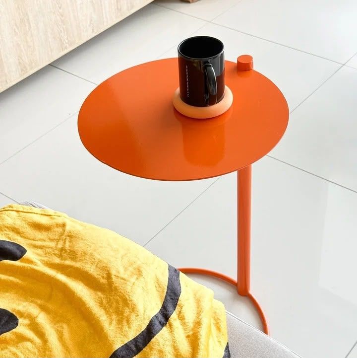 Mesa Auxiliar Metálica Redonda Minimalista Color Naranja