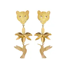 MERAKI - Aretes largos mujer bañados en oro 24kt - Aretes grandes - Aretes elegantes