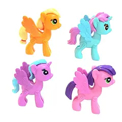 GENERICO - Unicornio Pony Coleccion Juguete X 4 Unidades + Stickers