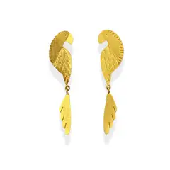 MERAKI - Aretes Largos mujer Guacamayas Bañados en oro 24kt - Aretes mujer elgantes