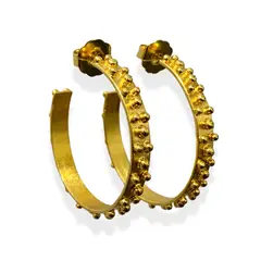 MERAKI - Candongas grandes mujer bañadas en oro 24kt - Aretes grandes - Candongas mujer