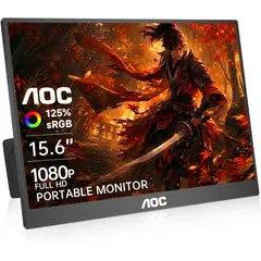 AOC - Monitor Portátil 15.6 FHD IPS USB-C HDR10 Ultradelgado para Trabajo Remoto