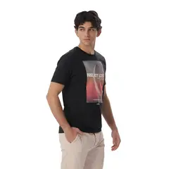 TOTTO - Camiseta Estampada para Hombre Primen Manga Corta Negra