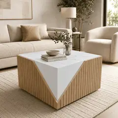 LJ HOME - Mesa de Centro California Cuadrada Pintada - madera  MDF Premium