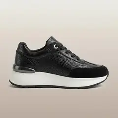 EVEGONZ - TENIS DEPORTIVOS ZAPATILLAS DE MUJER EN CUERO NEGRO ARIEL