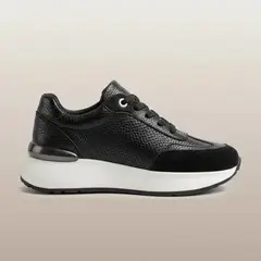 EVEGONZ - TENIS DEPORTIVOS ZAPATILLAS DE MUJER EN CUERO NEGRO ARIEL