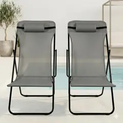 RTA DESIGN - Silla Plegable Reclinable Zambia, Gris Oscuro, con Tres Posiciones