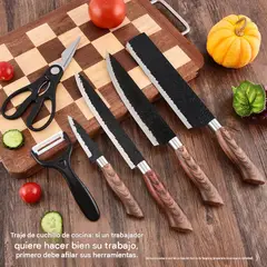 OTRAS MARCAS - Kit Cuchillos Chef Con Tijeras Y Pelador 6 Pzas