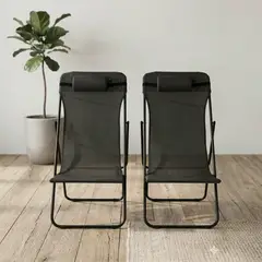 RTA DESIGN - Silla Plegable Reclinable Zambia, Negro, Con tres Posiciones
