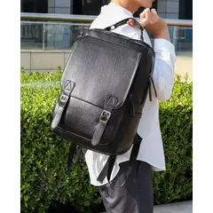 BOLSOS Y ACCESORIOS MB - BOLSO ELEGANTE VINTAGE EN CUERO PARA HOMBRE MULTI ESPACIO COLOR NEGRO