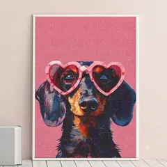FRIOLENTA - Pintura de Diamantes 5D DIY Perro Salchicha con Gafas - Cuadro Decorativo