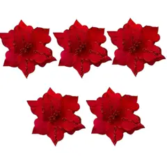 GENERICO - Set De 5 Poinsettias Navideñas