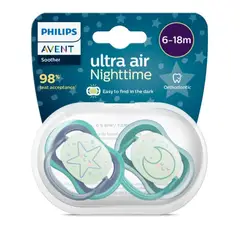 PHILIPS AVENT - Chupo De Entretención Ultra Air Nocturno,brilla En La Oscuridad Niño 6 A 18 Meses