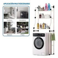 GENERICO - Organizador Estante De Lavadora Metálico Rack 3 Niveles en Metal