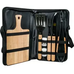GENERICO - Utensiliios De Asado Bbq Set X7 Piezas en Acero inoxidable