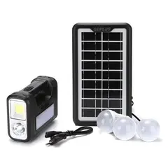 GENERICO - Kit de Iluminación Solar Portátil con 3 Bombillos LED y Panel Solar en Metal