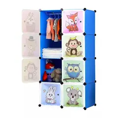 GENERICO - Armario Organizador de Ropa y Juguetes por Modulos Pequeño para Niños en ABS Color Azul