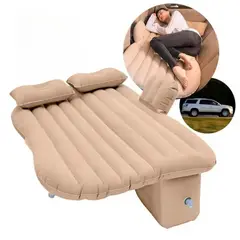GENERICO - Colchón Inflable para Autos 2 Almohadas Compresor en PVC Color Beige