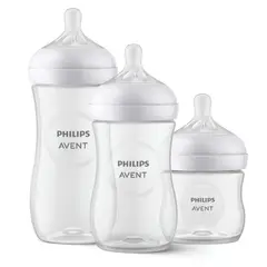 PHILIPS AVENT - Set Teteros Natural Response 3 Teteros 11oz,9oz, 4oz; 3 Tetinas Rápida Lenta Mediana