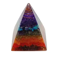 GENERICO - Pirámide 7 Chakras Piedra Natural Orgonita Mano Ojo Turco