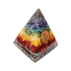 GENERICO - Pirámide 7 Chakras Piedra Natural Orgonita Árbol De La Vida Color Multicolor