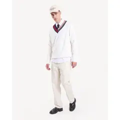 SEVEN SEVEN - Saco Tejido Cuello Contraste Para Hombre Crudo