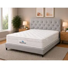 GENERICO - COMBO COLCHON DOBLE PILLOW + BASE CAMA + ESPALDAR GRIS 1.60X1.90cm