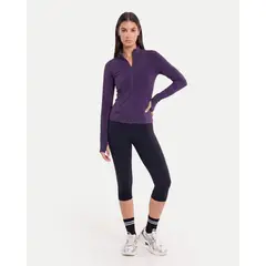 ATMOS - Buzo Cuello Alto Training Ajustado Para Mujer Morado