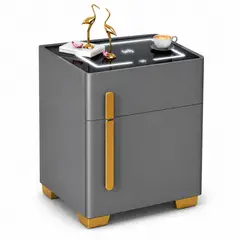 GENERICO - Mesa De Noche Inteligente Con Caja Fuerte Luz Led Y Puertos