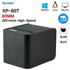 XPRINTER - Impresora Térmica Pos 80mm usb+lan Alta Velocidad Cortador Color Negro