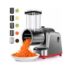TECNOHOGAR JS - Molino Rallador Electrico Queso Verduras Vegetales 5 En 1