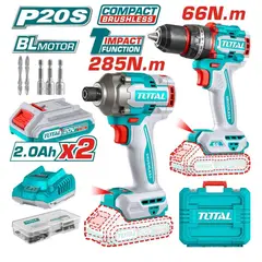 TOTAL - COMBO TALADRO + ATORNILLADOR DE IMPACTO Y ACCES. UTCKLI20277